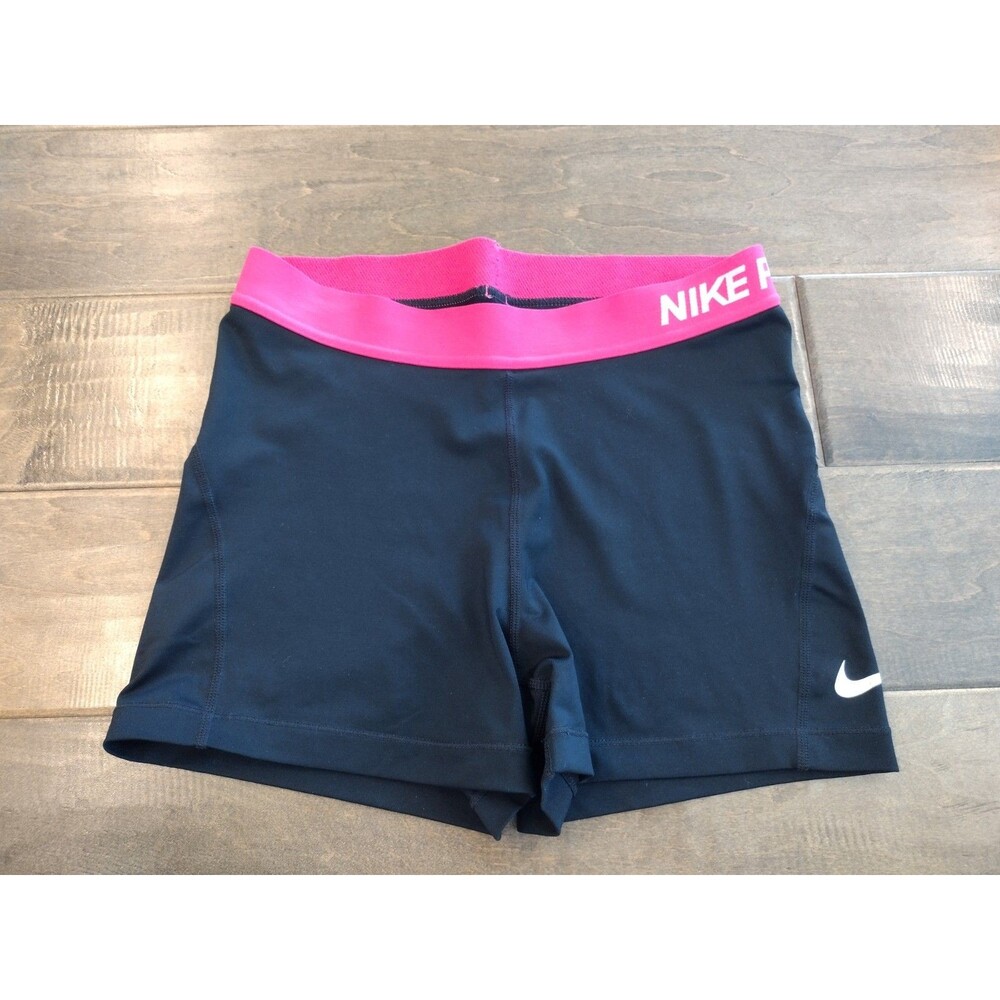 NIKE PRO Women's black pink compression spandex shorts - size L